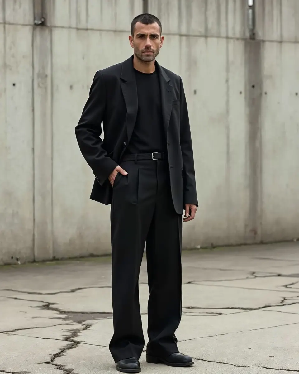 Look preto oversize da coleção de estreia